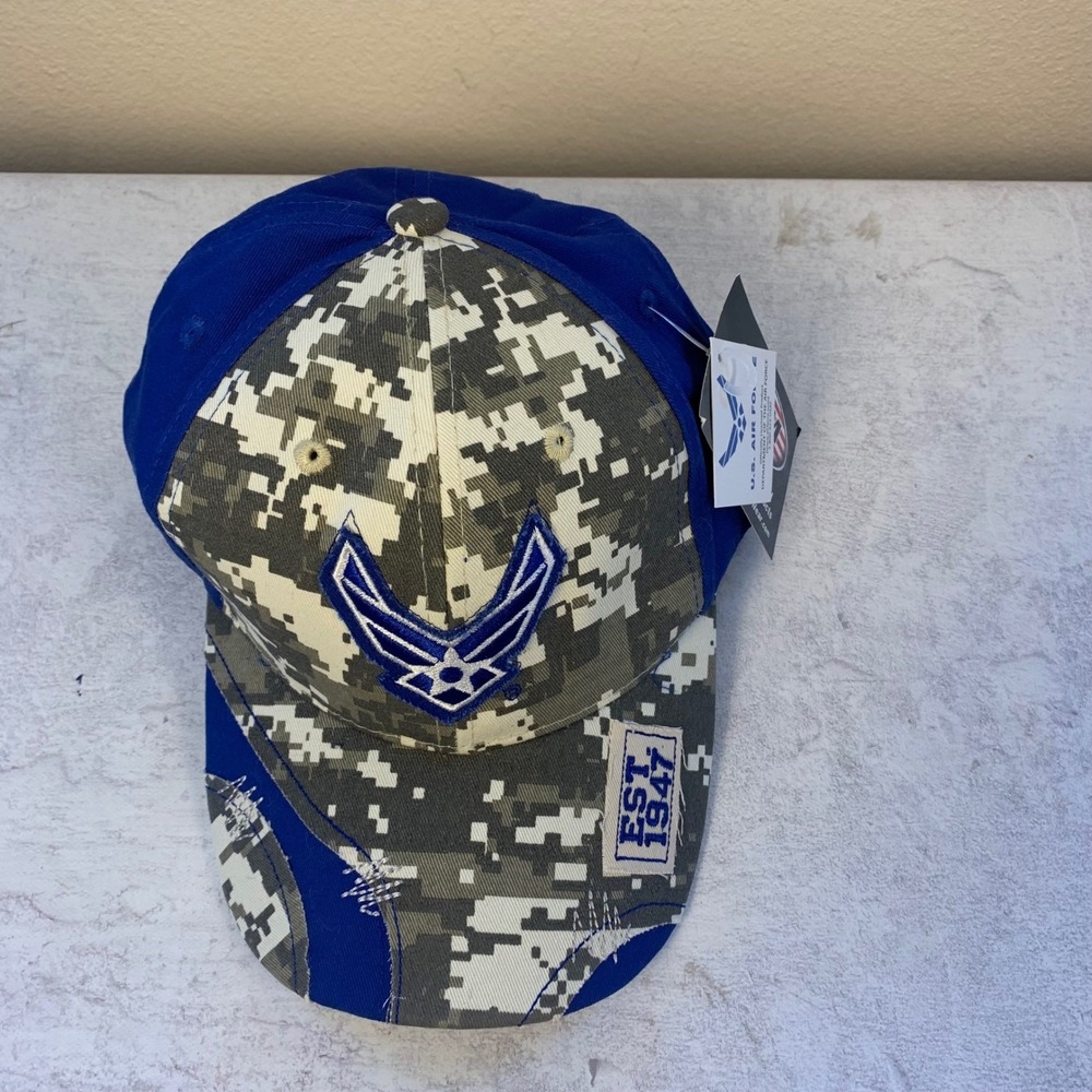 NEW US Air Force Camo Digital Blue EST 1947 Embroidered Logo‎ Baseball Cap Hat